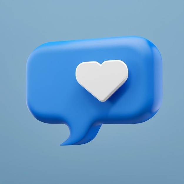 renderização 3D de azul como ícone na bolha do discurso Conceito de mídia social
