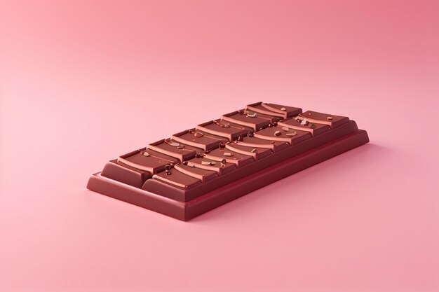Foto renderização 3d de barra de chocolate em fundo rosa para design comercial renderização 3d de ilustração em estilo de desenho animado