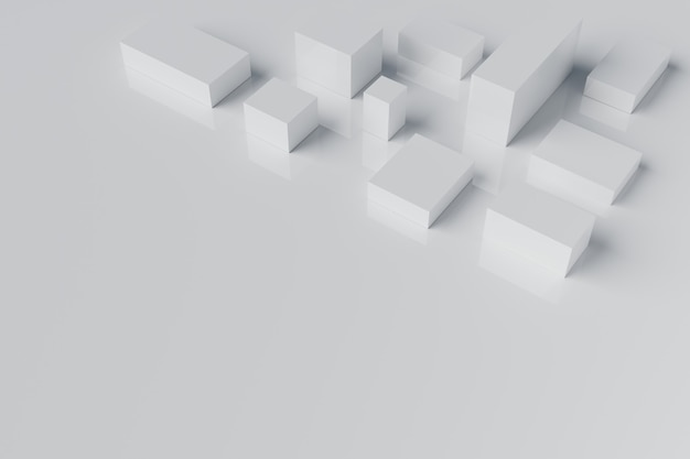 Renderização 3d de bloco de cubo branco abstrato