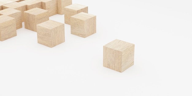 Renderização 3D de blocos de brinquedo de madeira.