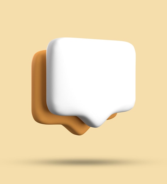 Foto renderização 3d de bolha de fala com ícones de notificação 3d amarelo pastel azul conjunto de ícone de chat