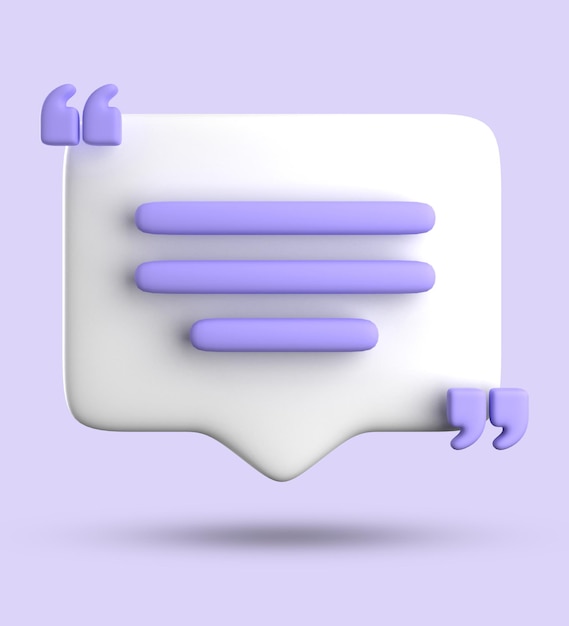 Foto renderização 3d de bolha de fala em branco para conjunto de ícones pastel 3d de testemunho