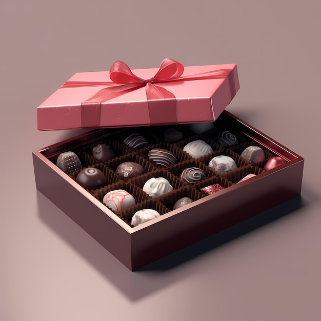 Renderização 3d de caixa de chocolate