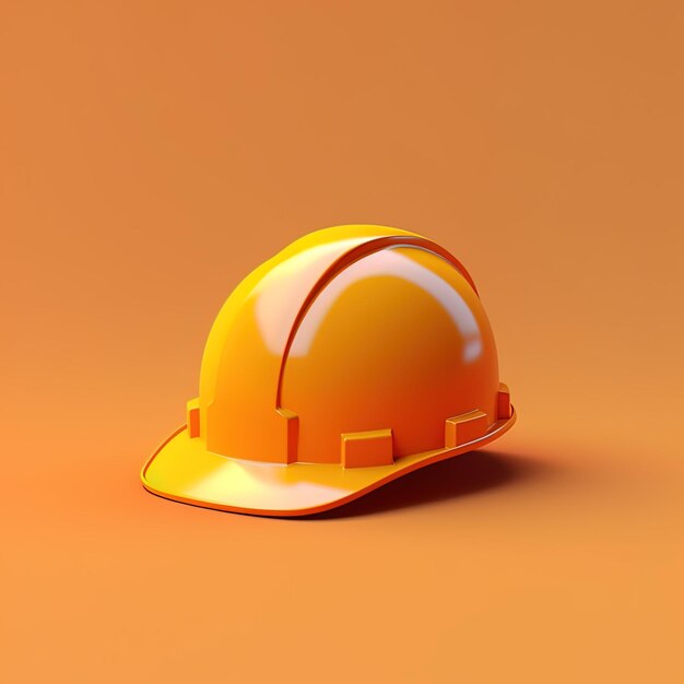 Renderização 3D de capacete de segurança laranja