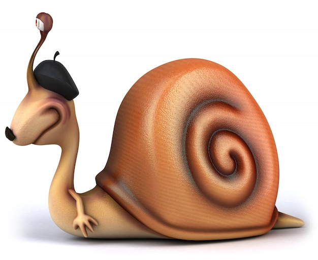 Renderização 3D de caracol engraçado