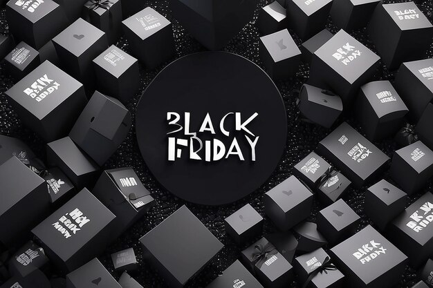 Foto renderização 3d de carta de fundo de modelo de black friday e cyber monday para comerciais