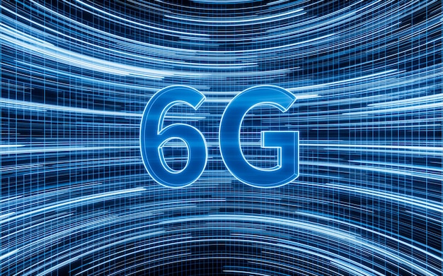 Renderização 3d de ciência e tecnologia de conceito 6g