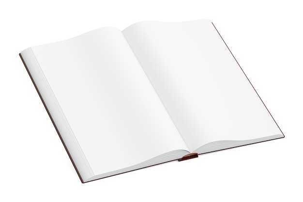 Renderização 3D de close-up de livro em branco aberto