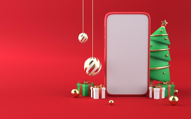 Renderização 3d de compras on-line de natal