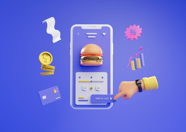 Renderização 3D de compras online com um telefone