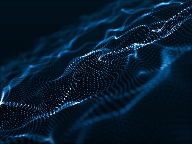 renderização 3D de comunicações de rede de fundo de partículas digitais