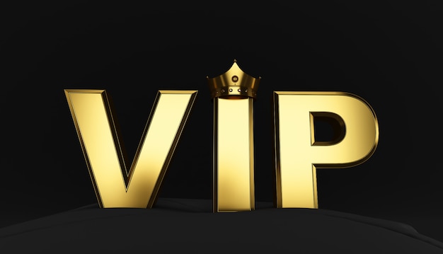 Renderização 3D de coroa de ouro VIP, coroa de ouro Royal VIP no travesseiro, coroa VIP