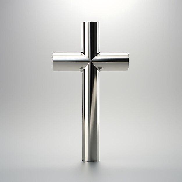 Foto renderização 3d de cruz de níquel escovada com metal escovado e textura elegante re good friday easter palm