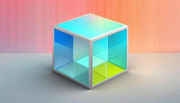 Renderização 3D de cubo quadrado geométrico