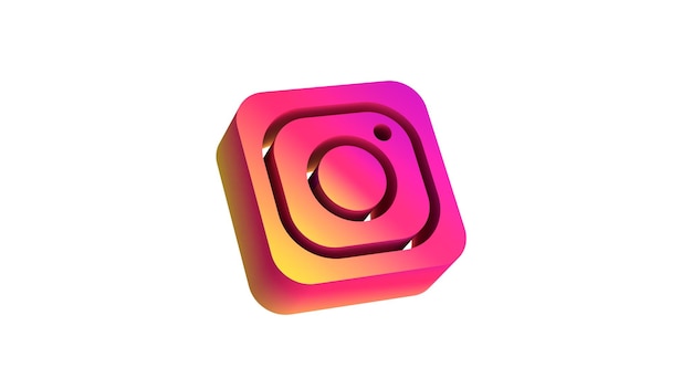 Renderização 3D de Cubo Voador Mídia Social Instagram