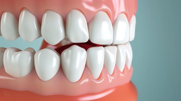 Renderização 3D de dentes com próteses ortodônticas