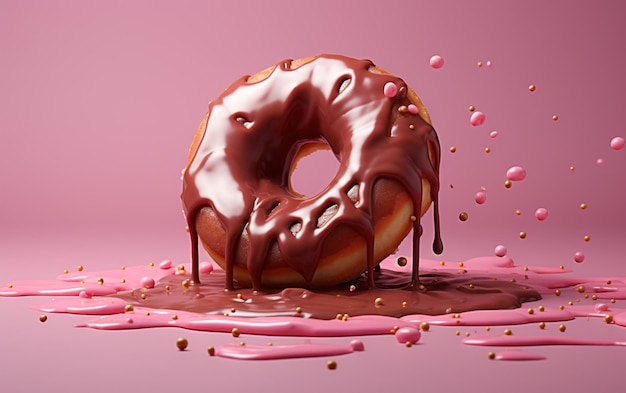 Renderização 3D de derretimento de donuts