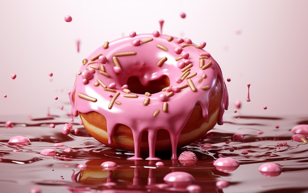 Renderização 3D de derretimento de donuts