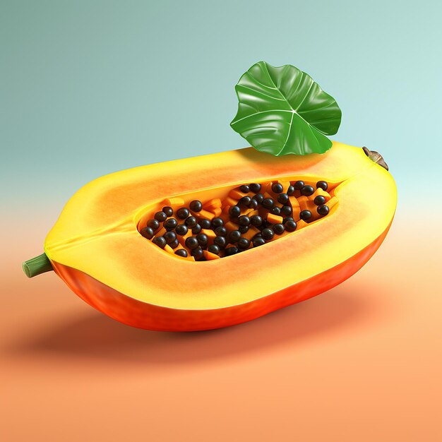 Renderização 3D de desenho animado como fruto de papaia