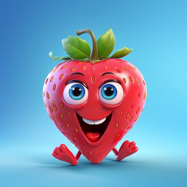 Renderização 3D de desenho animado como Strawberry