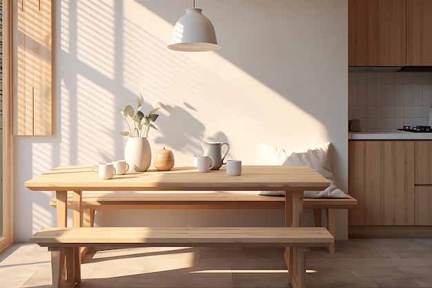 Renderização 3D de design de interiores de espaço de cozinha pequena