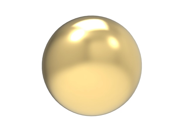 Renderização 3d de esfera de metal amarelo