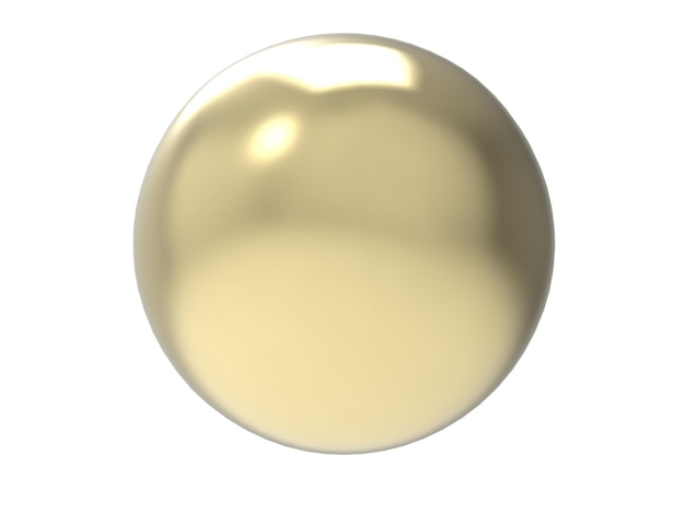 Renderização 3d de esfera de metal amarelo