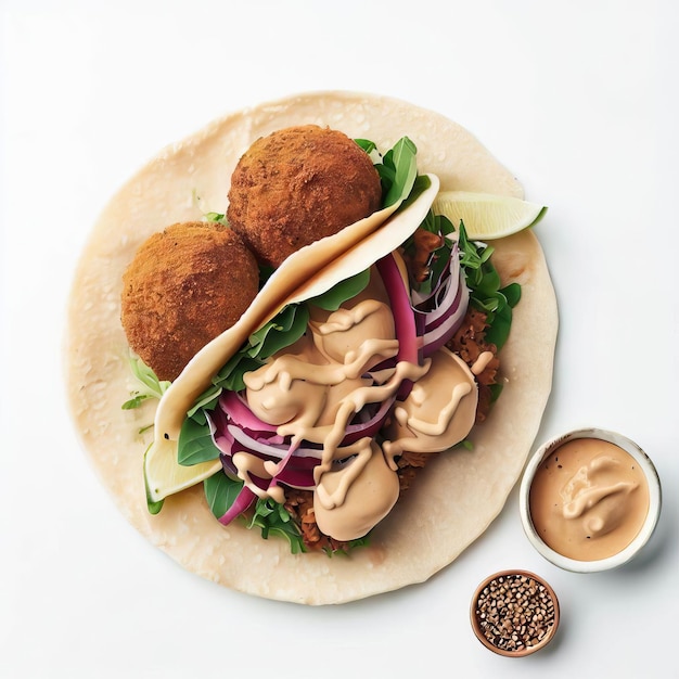 Renderização 3D de falafel de refeição de café da manhã de cozinha árabe