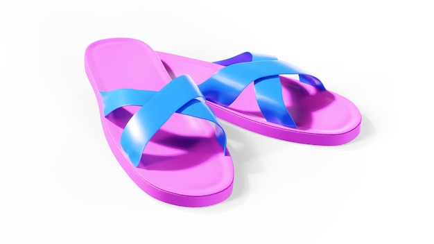 renderização 3D de flip-flops sobre fundo branco