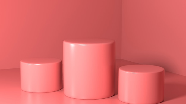 Renderização 3d de forma geométrica de cor rosa abstrata, maquete minimalista moderna para exibição no pódio ou vitrine