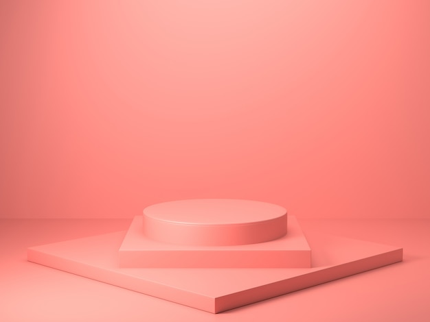 Renderização 3D de forma geométrica de cor rosa abstrata, maquete minimalista moderna para exibição no pódio ou vitrine