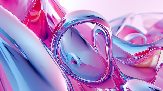Foto renderização 3d de formas abstratas de vidro rosa e azul