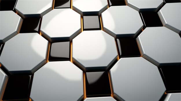 Foto renderização 3d de fundo abstrato com hexágonos em cores cinzentas