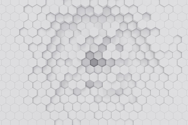 Renderização 3d de fundo abstrato hexagonal geométrico branco