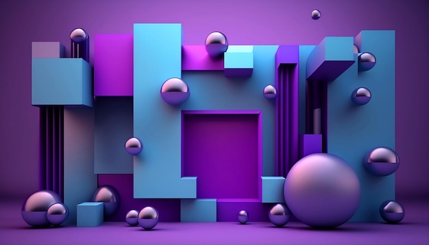 renderização 3D de fundo abstrato roxo e azul