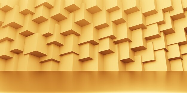 Renderização 3d de fundo de conceito mínimo geométrico abstrato de ouro vazio. cenário para publicidade