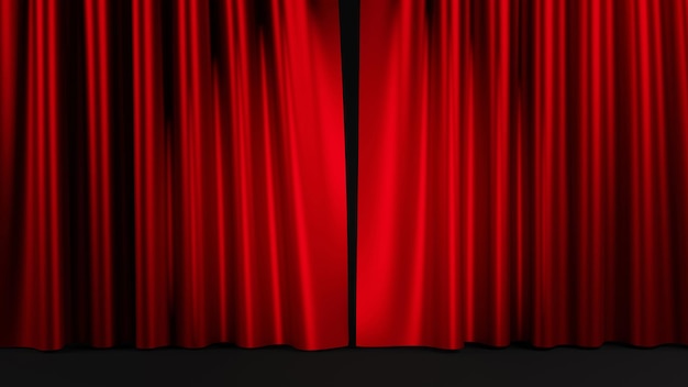 Renderização 3D de fundo de cortina de palco vermelho