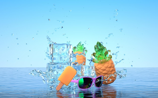 renderização 3D de fundo de verão