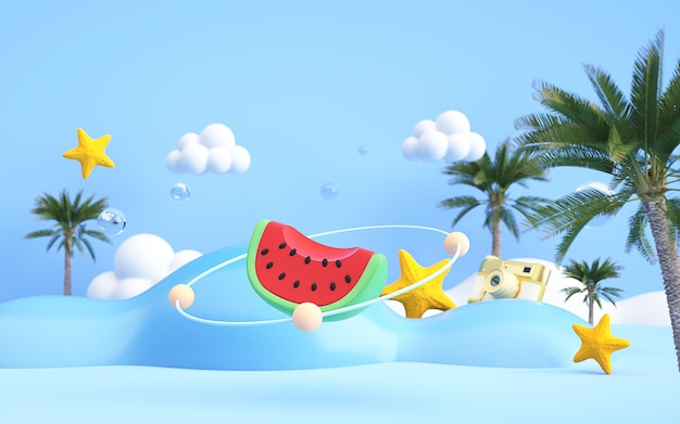 renderização 3D de fundo de verão