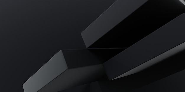 Foto renderização 3d de fundo geométrico abstrato de arquitetura negra para tecnologia de publicidade
