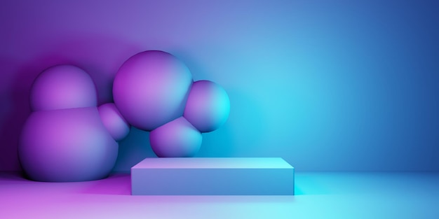 renderização 3D de fundo geométrico abstrato roxo e azul. Ilustração de ficção científica