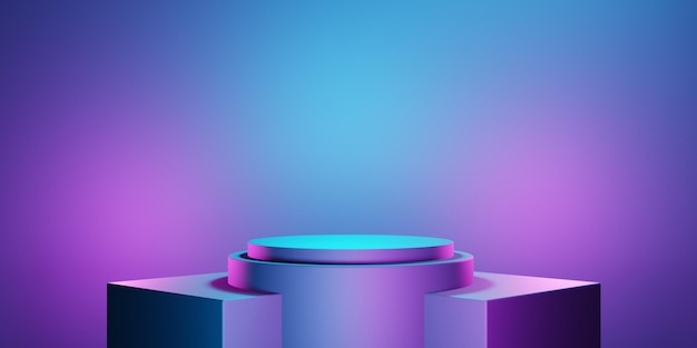 renderização 3D de fundo geométrico abstrato roxo e azul. Ilustração de ficção científica