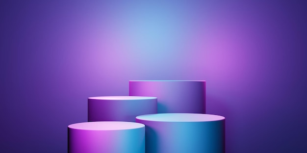 renderização 3D de fundo geométrico abstrato roxo e azul. Ilustração de ficção científica