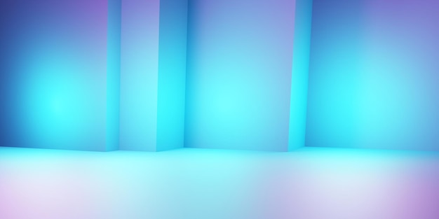 Renderização 3D de fundo geométrico abstrato roxo e azul. Publicidade do conceito de Cyberpunk
