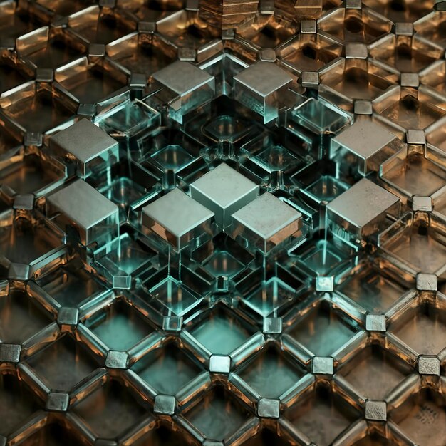 Foto renderização 3d de fundo hexagonal tecnológico abstrato