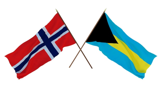 Renderização 3D de fundo para designers ilustradores Bandeiras do Dia da Independência Nacional Irã e Bahamas