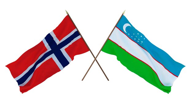 Renderização 3D de fundo para designers ilustradores Bandeiras do Dia da Independência Nacional Irã e Uzbequistão