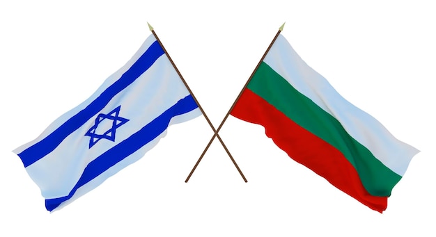 Renderização 3D de fundo para designers ilustradores Bandeiras do Dia da Independência Nacional Israel e Bulgária