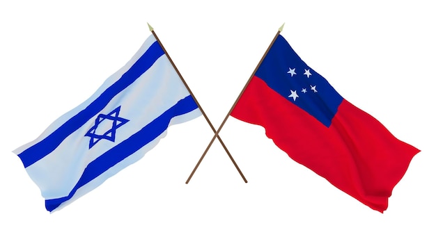 Renderização 3D de fundo para designers ilustradores Bandeiras do Dia da Independência Nacional Israel e Samoa