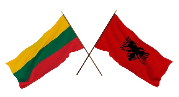 Renderização 3D de fundo para designers ilustradores Bandeiras do Dia da Independência Nacional Lituânia e Albânia